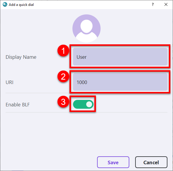 add quick dial dialog